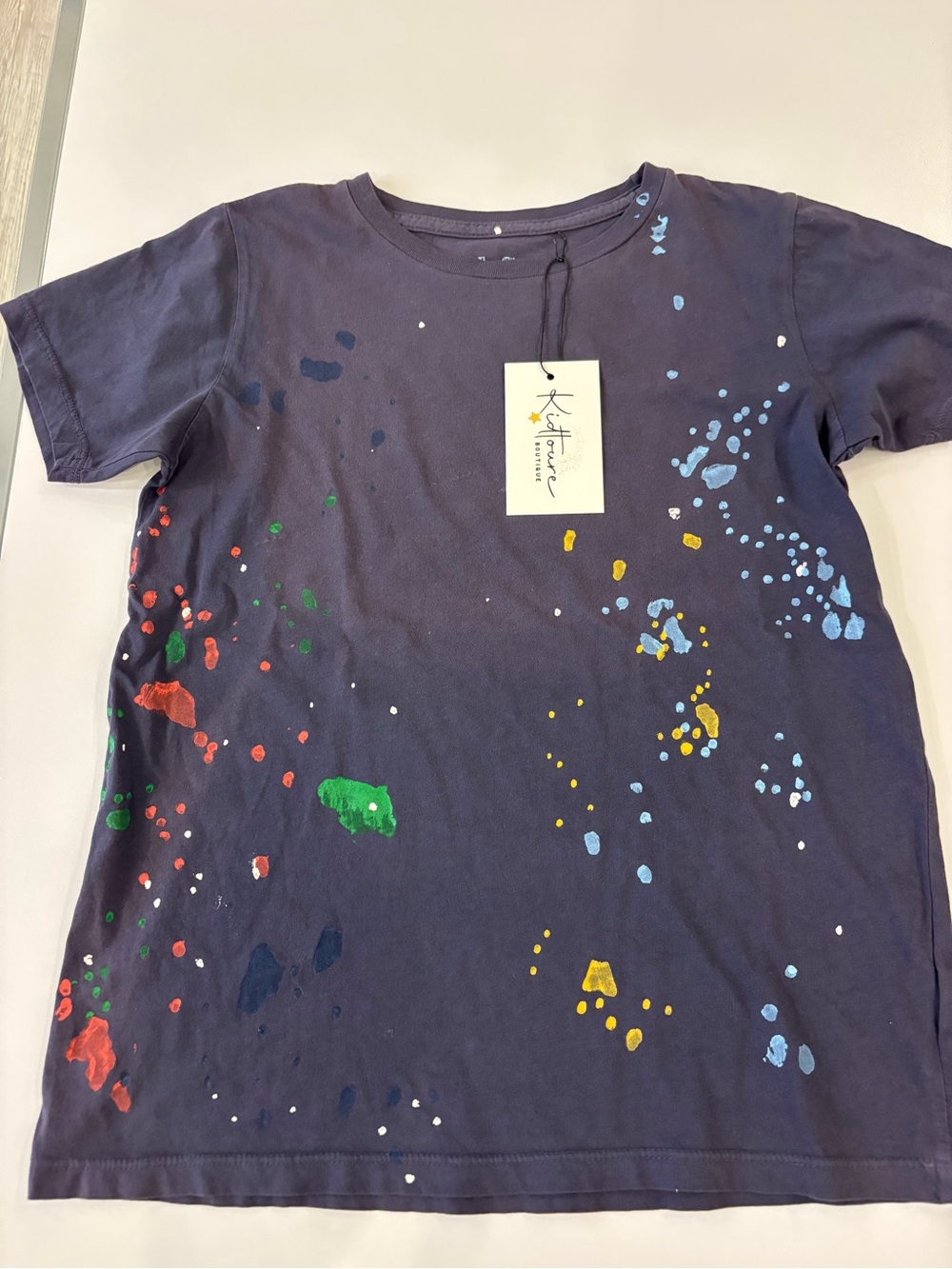 Rowdy sprout Kids Paint-Splash T-Shirt - Navy